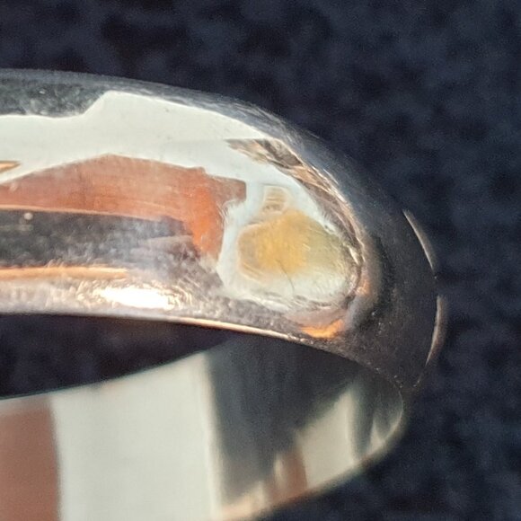 Vintage 925 Sterling Silver Chunky Wide Hinged Bracelet with Safety Chain - Picture 11 of 15